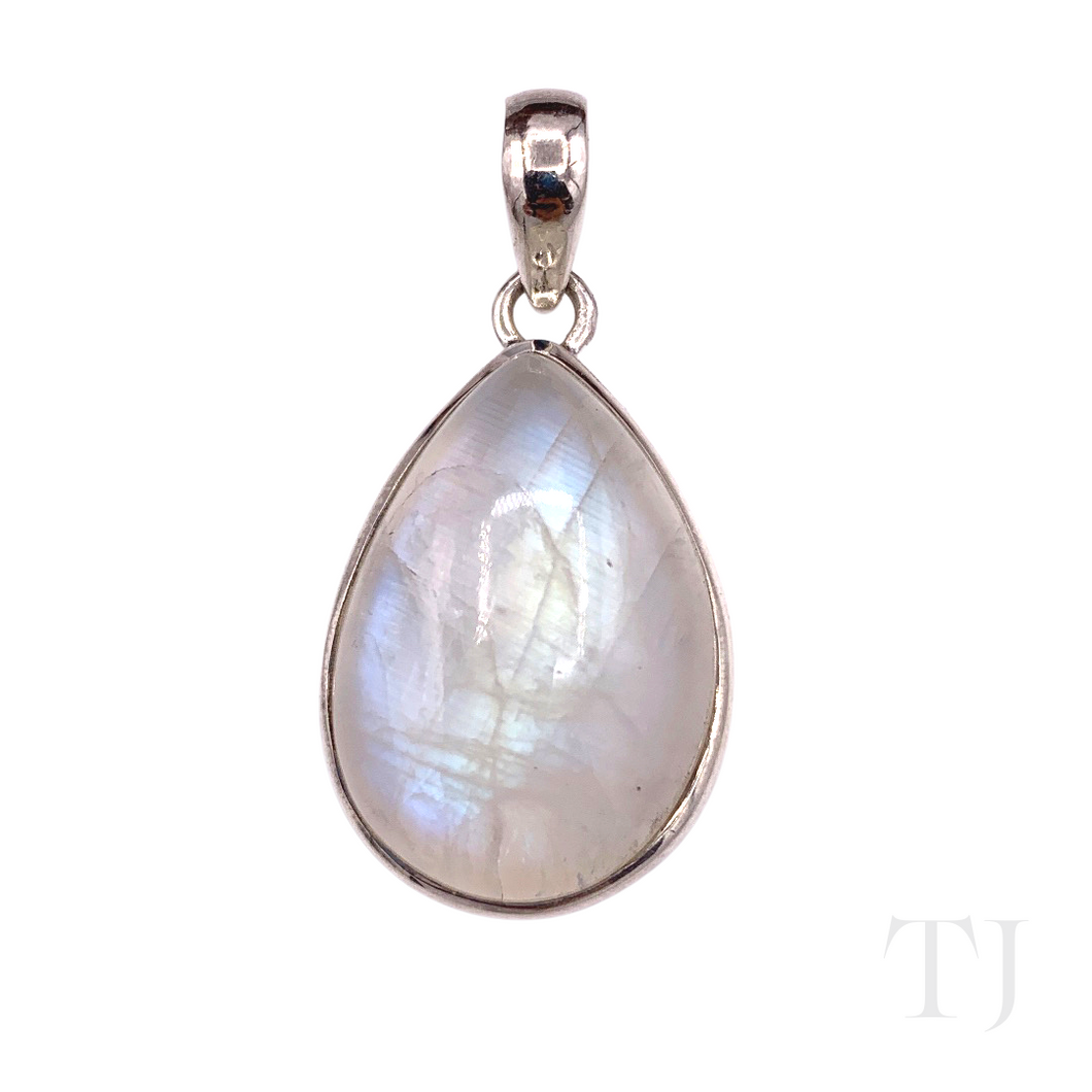 Moonstone Tear Drop Pendant in Sterling Silver