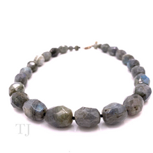 Load image into Gallery viewer, Labradorite Faceted Stone Necklace in Sterling Silver
