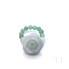 Load image into Gallery viewer, Burmese Jade Rose curved with beads ring
