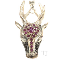 Load image into Gallery viewer, Ruby in Deer Shape Sterling Silver Pendant
