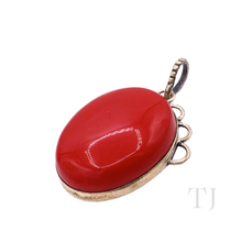 Cargar imagen en el visor de la galería, Coral Cabochon Pendant in Sterling Silver
