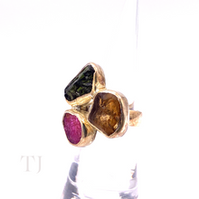 Load image into Gallery viewer, Multi-colored Tourmaline Stone Ring in Sterling Silver
