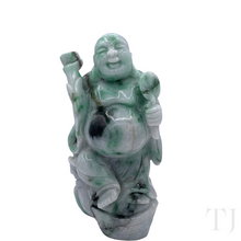 将图片加载到图库查看器，Burmese Jade Smiling Buddha Statue front view
