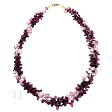 Load image into Gallery viewer, Garnet Faceted Chip with Pearl Necklace
