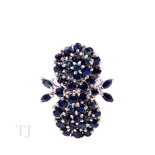 Cargar imagen en el visor de la galería, Sapphire Double Flower Ring in Sterling Silver
