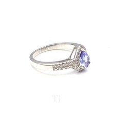 Load image into Gallery viewer, Tanzanite with Diamonique Ring in Sterling Silver
