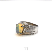 Load image into Gallery viewer, Ethiopian Opal with Diamonique Ring in Sterling Silver
