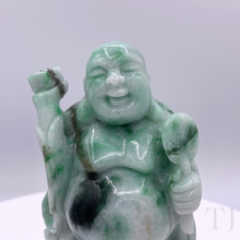 Load image into Gallery viewer, Burmese Jade Smiling Buddha Statue upper closer view
