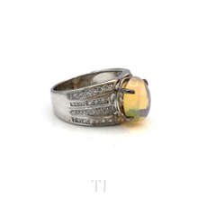 Load image into Gallery viewer, Ethiopian Opal with Diamonique Ring in Sterling Silver
