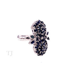 Load image into Gallery viewer, Sapphire Double Flower Ring in Sterling Silver
