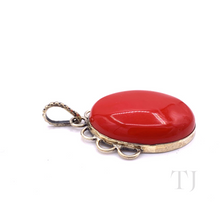 Cargar imagen en el visor de la galería, Coral Cabochon Pendant in Sterling Silver
