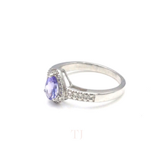 Load image into Gallery viewer, Tanzanite with Diamonique Ring in Sterling Silver
