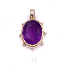 将图片加载到图库查看器，Amethyst Faceted Oval Pendant in sterling silver
