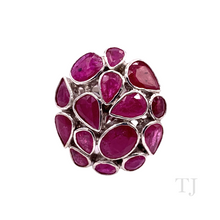 Load image into Gallery viewer, Ruby Nuggets in Oval Shape Sterling Silver Ring
