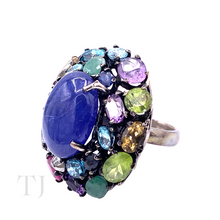 Cargar imagen en el visor de la galería, Tanzanite with Multi Gemstones Oval Ring in Sterling Silver
