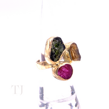 Load image into Gallery viewer, Multi-colored Tourmaline Stone Ring in Sterling Silver
