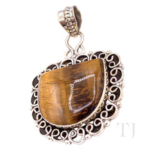 Cargar imagen en el visor de la galería, Yellow Tiger&#39;s Eye Bowl Shape Pendant in Sterling Silver
