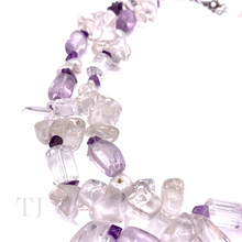 Load image into Gallery viewer, Clear Quartz &amp; Amethyst Stone Layered Necklace in Sterling Silver
