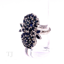 Load image into Gallery viewer, Sapphire Double Flower Ring in Sterling Silver
