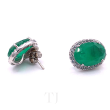 Load image into Gallery viewer, Emerald Doublet Faceted Cut Pose Earrings
