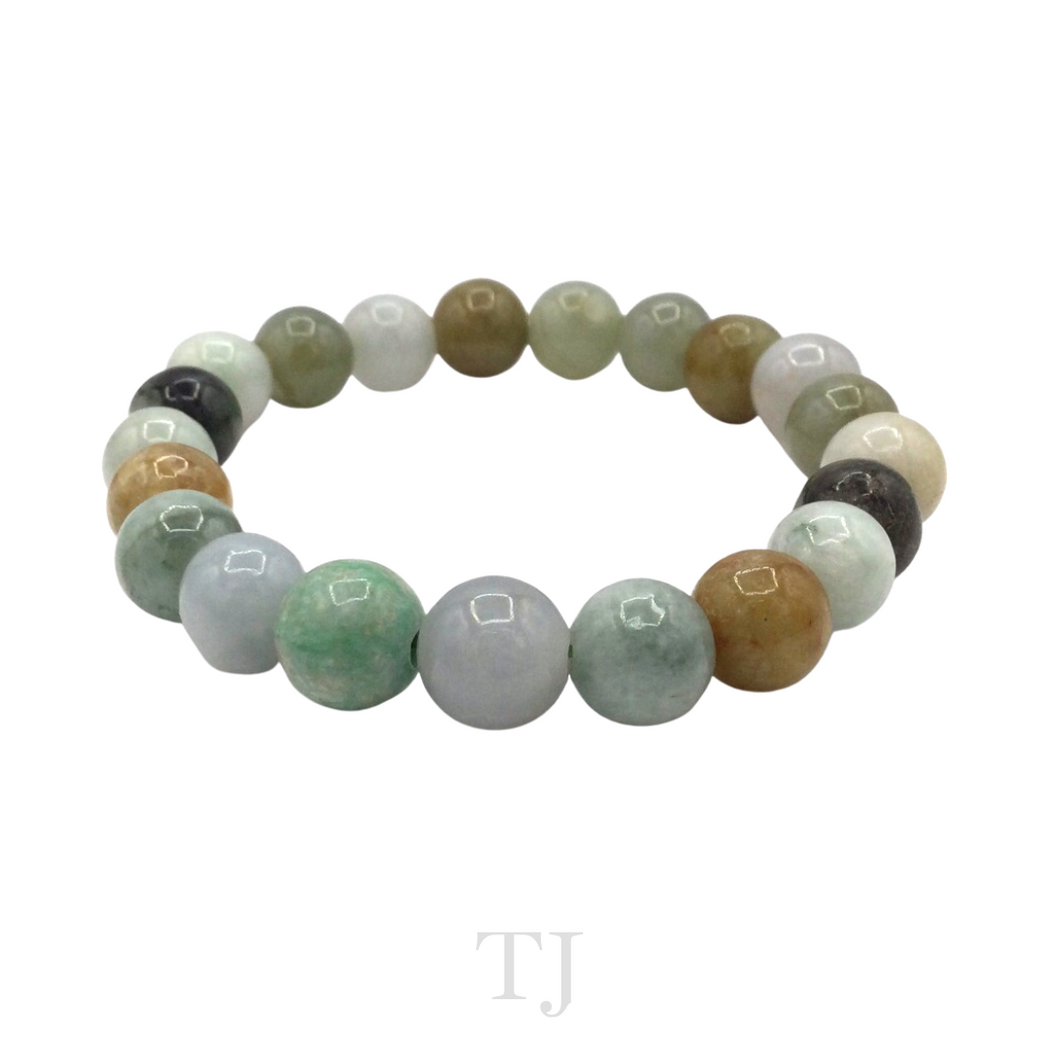 Natural Burmese multi-color Jade Bead bracelet 