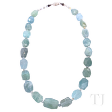 将图片加载到图库查看器，Aquamarine Stone Graduated style necklace with sterling silver clasp
