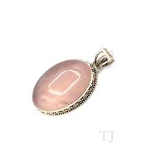 Load image into Gallery viewer, Rose Quartz Oval Cabochon Pendant in Sterling Silver
