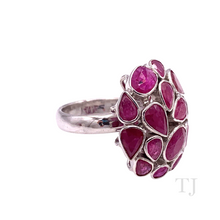 Cargar imagen en el visor de la galería, Ruby Nuggets in Oval Shape Sterling Silver Ring
