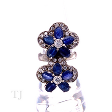 Cargar imagen en el visor de la galería, Sapphire Flower with Diamonique Ring in Sterling Silver
