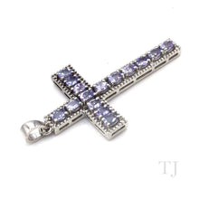 Load image into Gallery viewer, Tanzanite Cross Pendant in Sterling Silver
