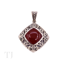 Load image into Gallery viewer, Carnelian Rhombus cabochon in sterling silver pendant
