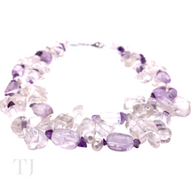 Load image into Gallery viewer, Clear Quartz &amp; Amethyst Stone Layered Necklace in Sterling Silver
