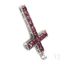 Load image into Gallery viewer, Ruby Cross Pendant in Sterling Silver
