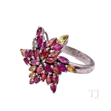 Cargar imagen en el visor de la galería, Ruby with gemstones in Starfish Sterling Silver Ring
