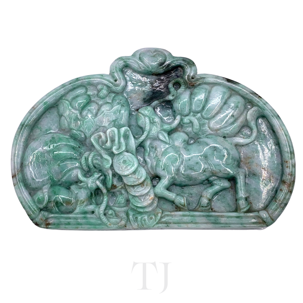 Natural Burmese Jade Luck Symbol Sculpture