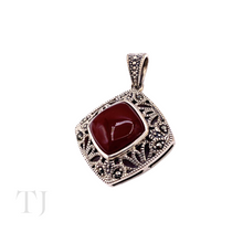 Load image into Gallery viewer, Carnelian Rhombus cabochon in sterling silver pendant
