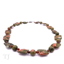 Load image into Gallery viewer, Unakite Flat &amp; Bead Stone Necklace
