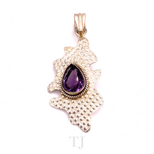 Load image into Gallery viewer, Amethyst tear drop cut in sterling silver pendant
