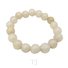 Cargar imagen en el visor de la galería, Burmese White Jade Bead Bracelet with elastic string
