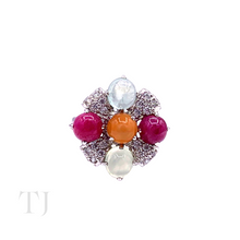 Load image into Gallery viewer, Tourmaline Flower Style Ring in Sterling Silver
