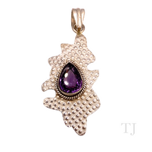 将图片加载到图库查看器，Amethyst tear drop shape pendant in sterling silver frame
