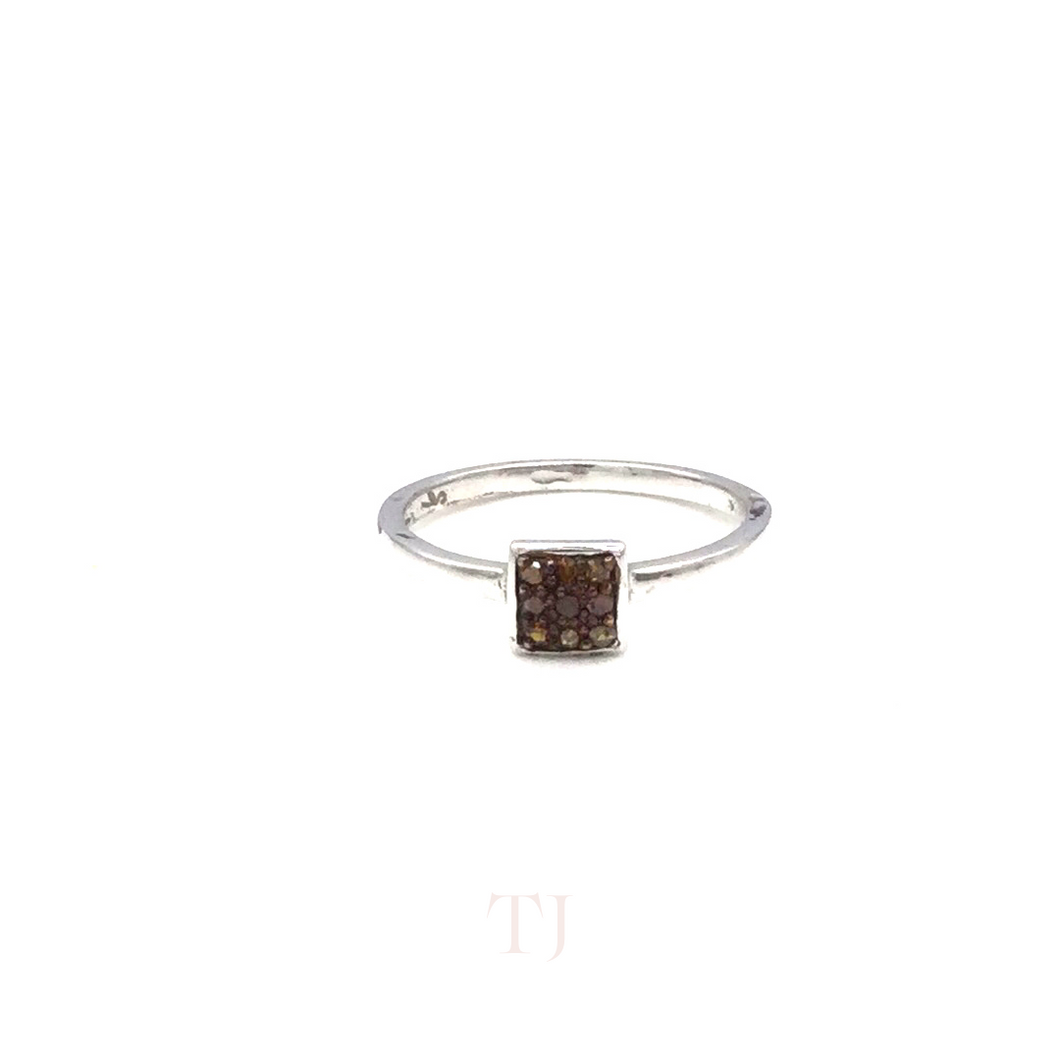 Fancy Diamond Square Ring in Sterling Silver