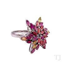 Cargar imagen en el visor de la galería, Ruby with gemstones in Starfish Sterling Silver Ring
