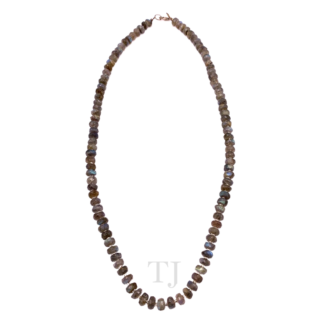 Labradorite Faceted Round Chip Necklace in 925