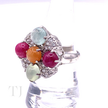 Load image into Gallery viewer, Tourmaline Flower Style Ring in Sterling Silver
