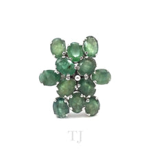 Load image into Gallery viewer, Emerald Flower Ring in Sterling Silver
