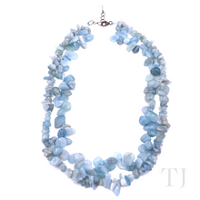 Load image into Gallery viewer, Aquamarine Chip and Nugget 2 Layered Necklace with silver lobster clasp
