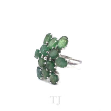 Load image into Gallery viewer, Emerald Flower Ring in Sterling Silver
