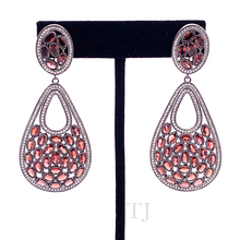 Load image into Gallery viewer, Garnet Oval Shape Hanging Earrings in Sterling Silver
