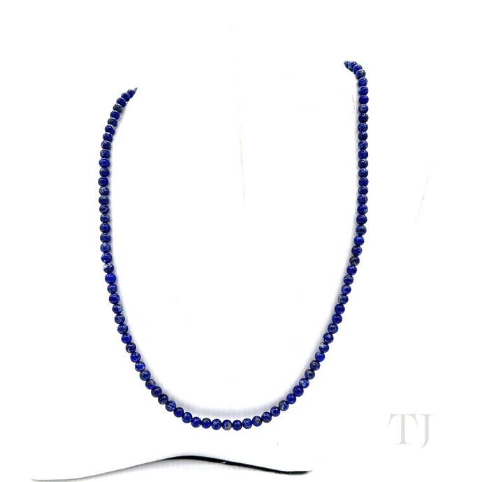 Lapis Lazuli 4 mm beads necklace with lobster clasp